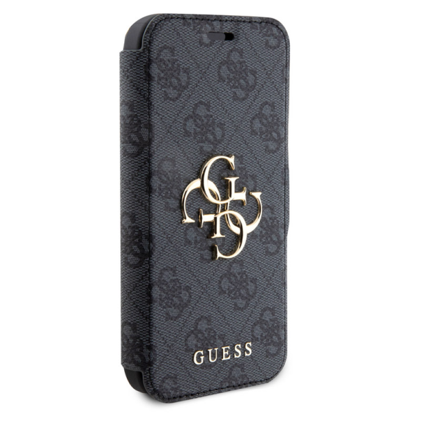 Maska za iPhone 15 Pro Guess Bk Pu leather 4G Metal Logo siva - GUBKP15L4GMGGR