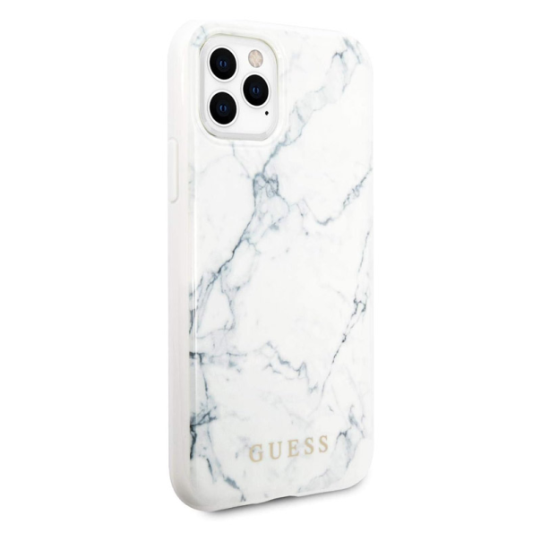 Maska za iPhone 11 Pro Max bela Guess Faceplate Marble - GUHCN65PCUMAWH