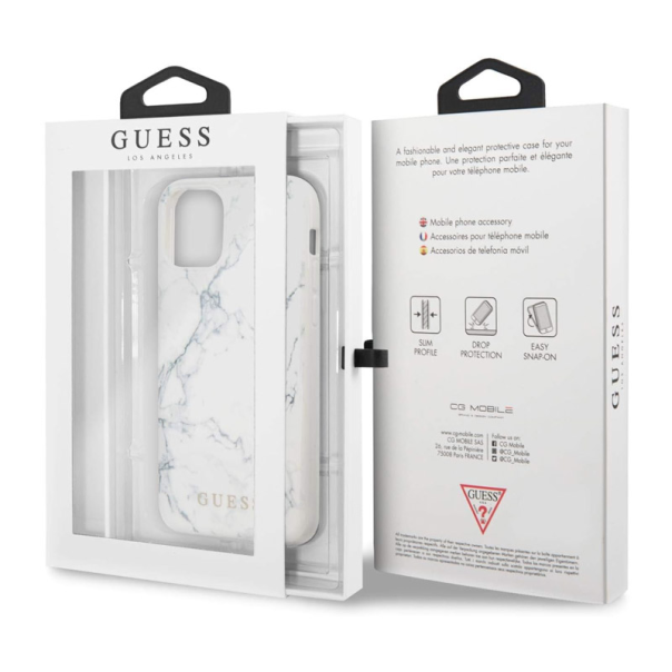 Maska za iPhone 11 Pro Max bela Guess Faceplate Marble - GUHCN65PCUMAWH