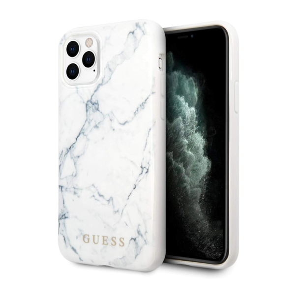 Maska za iPhone 11 Pro Max bela Guess Faceplate Marble - GUHCN65PCUMAWH