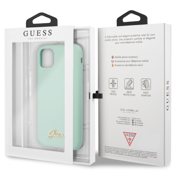 Maska za iPhone 11 Pro Max zelena Guess Faceplate Silicone - GUHCN65LSLMGGR