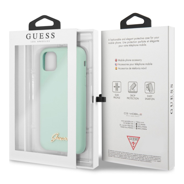 Maska za iPhone 11 Pro zelena Guess Faceplate Silicone - GUHCN58LSLMGGR