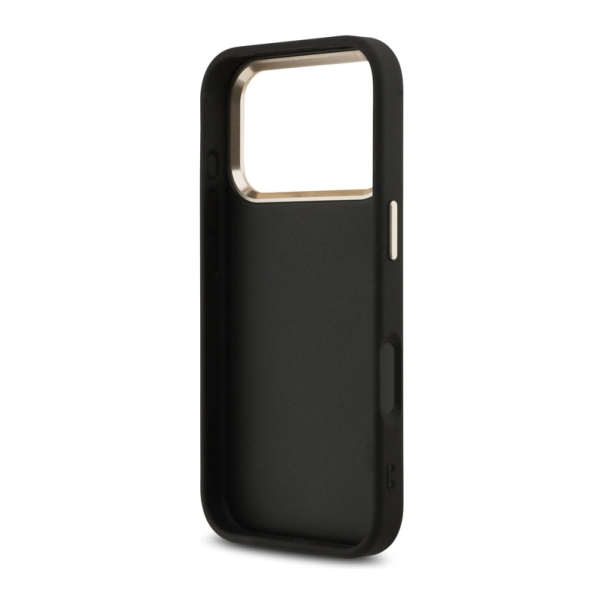 Maska za iPhone 17 Pro Guess Fixed Glitter Big 4G Metal Frame Case crna - DRO621552