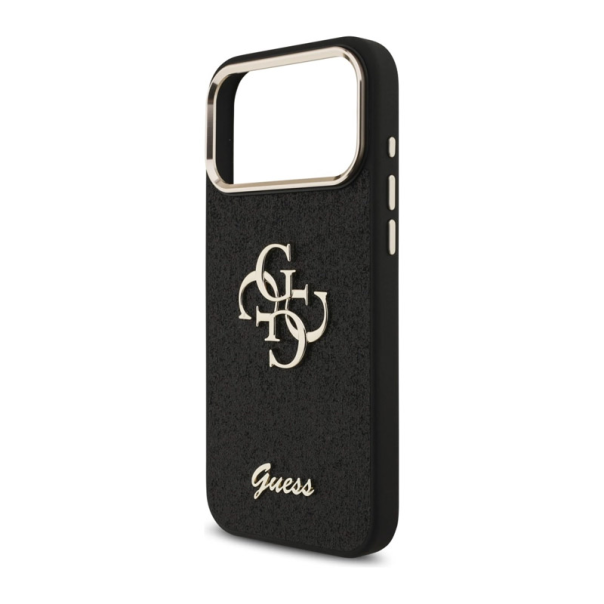 Maska za iPhone 17 Pro Max Guess Fixed Glitter Big 4G Metal Frame Case crna - DRO621553