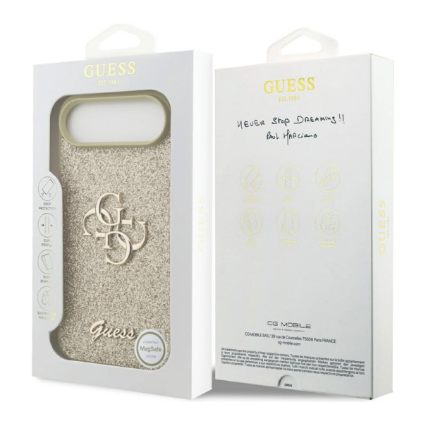 Maska za iPhone Air Guess Fixed Glitter Big 4G zlatna - DRO621586