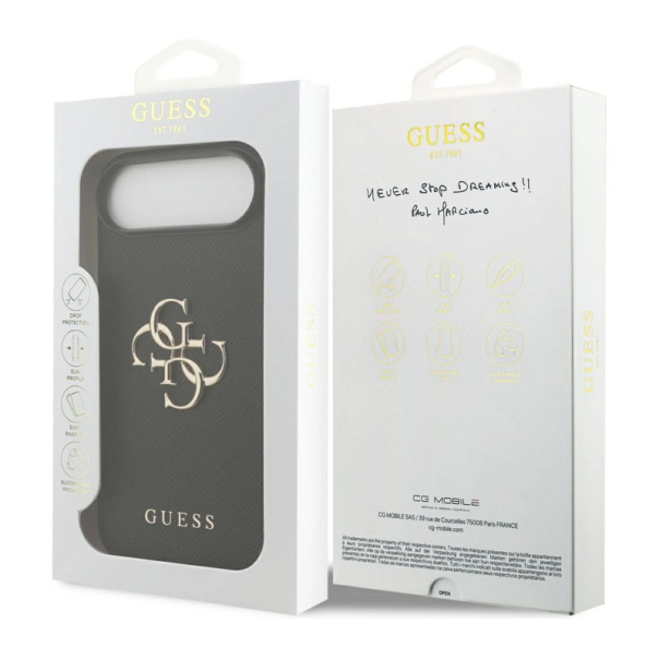 Maska za iPhone Air Guess Grained Big 4G & Classic Logo do Apple crna - DRO621587
