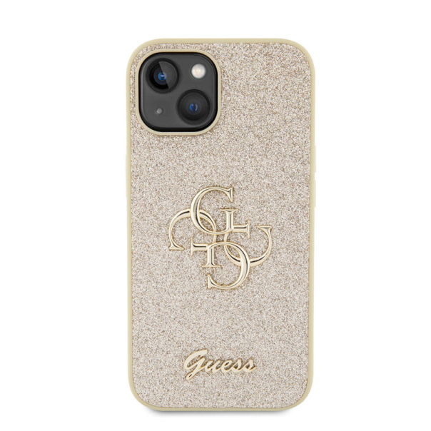 Maska za iPhone 15 Guess Hc Fixed Glitter 4G Big Metal Logo zlatna - GUHCP15SHG4SGD