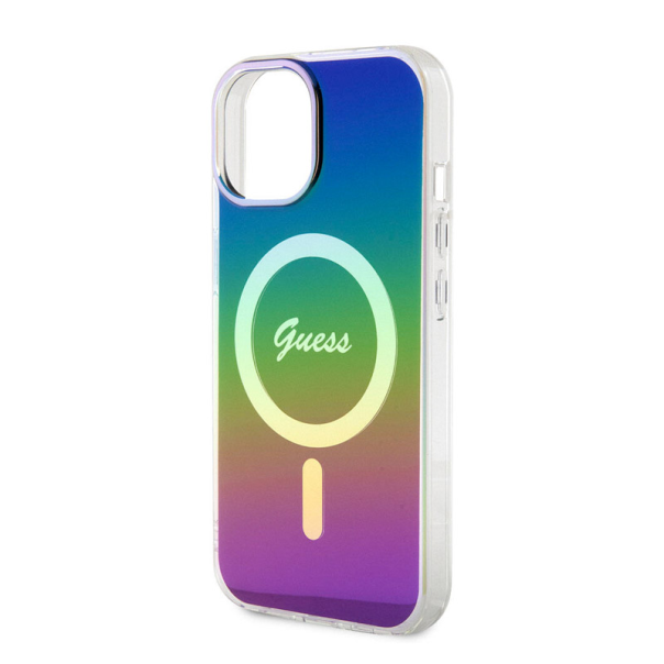 Maska za iPhone 15 Guess Hc IML MagSafe Iridescent crna - GUHMP15SHITSK