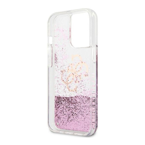 Maska za iPhone 13 Pro pink Guess Hc Liquid Glitter Peony - GUHCP13LLGPEPI