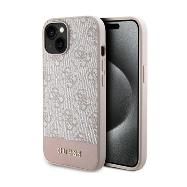 Maska za iPhone 15 Guess Hc PC/TPU 4G Bottom Stripe roze - GUHCP15SG4GLPI