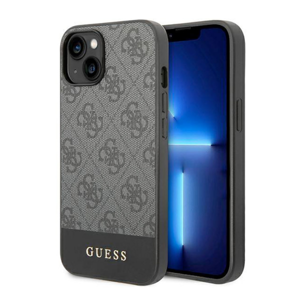 Maska za iPhone 15 Guess Hc PC/TPU 4G Pu Bottom Stripe siva - GUHCP15SG4GLGR