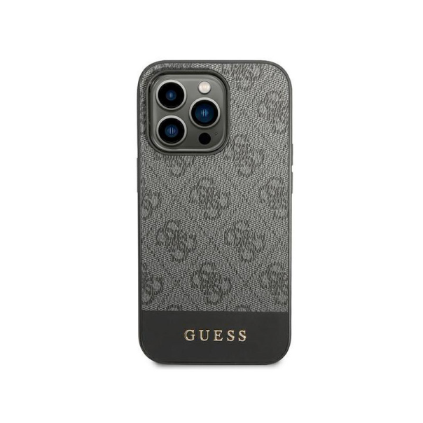 Maska za iPhone 15 Pro Guess Hc PC/TPU 4G Pu Bottom Stripe siva - GUHCP15LG4GLGR