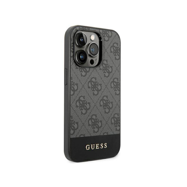 Maska za iPhone 15 Pro Guess Hc PC/TPU 4G Pu Bottom Stripe siva - GUHCP15LG4GLGR