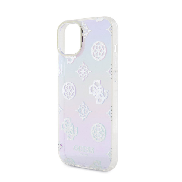 Maska za iPhone 15 Guess Hc PC TPU Iridescent Glitter Pattern Peony Cordstrap ljubičasta - GUHCP15SHPELISU