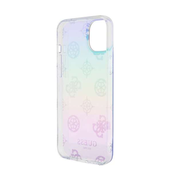 Maska za iPhone 15 Guess Hc PC TPU Iridescent Glitter Pattern Peony Cordstrap ljubičasta - GUHCP15SHPELISU