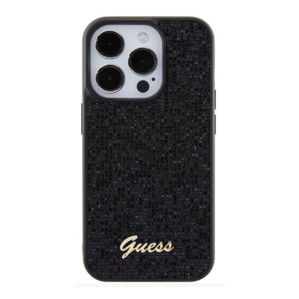 Maska za iPhone 15 Pro Guess Hc PU Disco Script Metal - GUHCP15LPMSDGSK-1