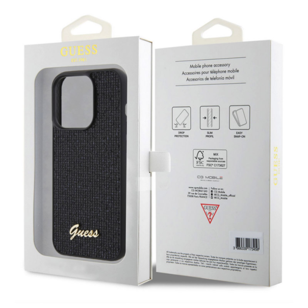 Maska za iPhone 15 Pro Guess Hc PU Disco Script Metal - GUHCP15LPMSDGSK-1