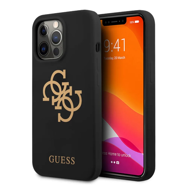 Maska za iPhone 13 Pro crna Guess Hc Silicone 4G - GUHCP13LLS4GGBK