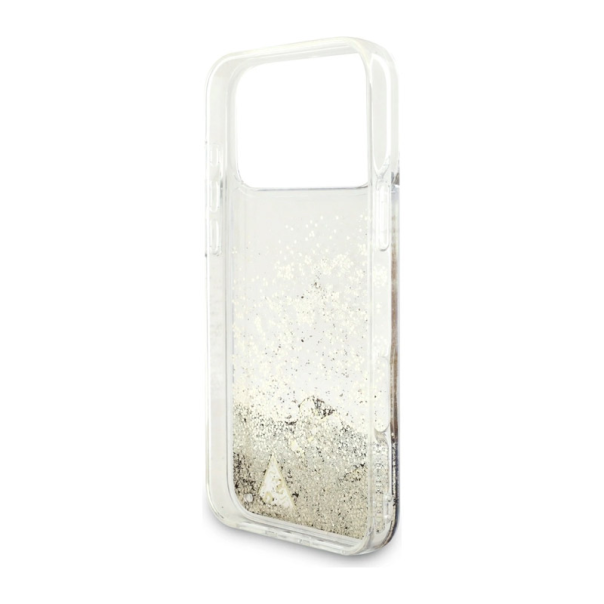 Maska za iPhone 17 Pro Guess Liq Glitter 4 Charms zlatna - DRO621578
