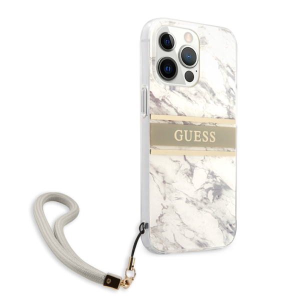 Maska za iPhone 13 Pro siva Guess Marble Strap - 203583