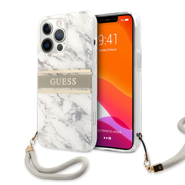Maska za iPhone 13 Pro siva Guess Marble Strap - 203583