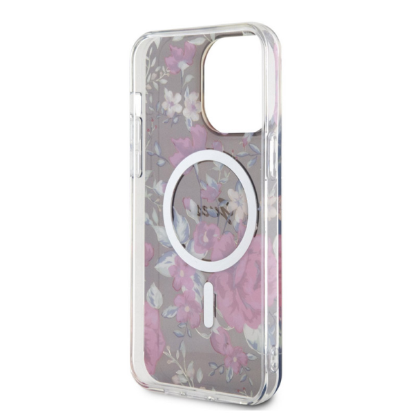 Maska za iPhone 14 Pro Kaki Guess PC/TPU Flowers IML MagSafe Compatible - GUHMP14LHCFWSA