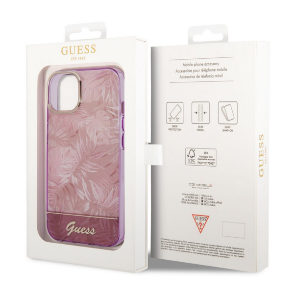 Maska za iPhone 14 Plus Guess PC/ TPU Jungle Pink - GUHCP14MHGJGHP