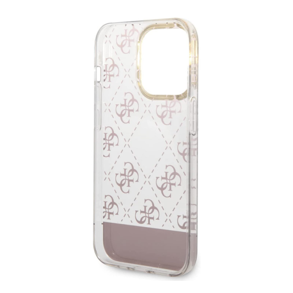 Maska za iPhone 14 Pro Guess PC/ TPU Peony Glitter Script Logo pink - GUHCP14LHG4MHP