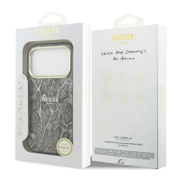 Maska za iPhone 17 Pro Guess Python Pattern MagSafe crna - DRO621577