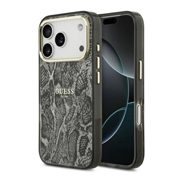 Maska za iPhone 17 Pro Guess Python Pattern MagSafe crna - DRO621577