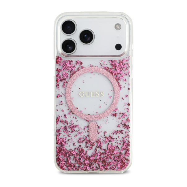 Maska Guess Resin Bottom Glitter MagSafe zaiPhone 17 Pro Max pink - EP2669821