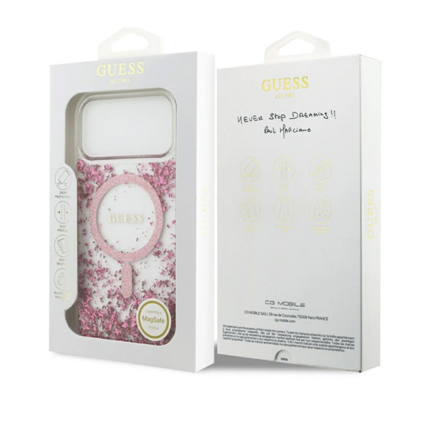 Maska Guess Resin Bottom Glitter MagSafe zaiPhone 17 Pro Max pink - EP2669821