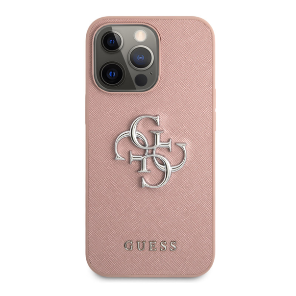 Maska za iPhone 13 Pro metal pink Guess Saffiano Big 4G - 203577