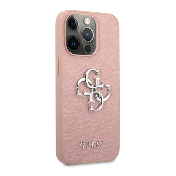 Maska za iPhone 13 Pro metal pink Guess Saffiano Big 4G - 203577