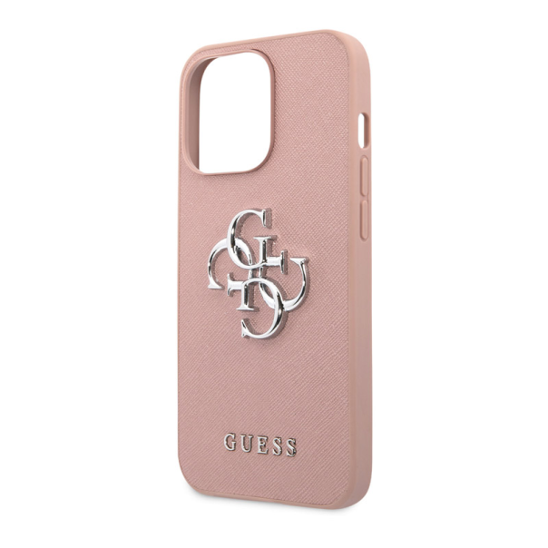 Maska za iPhone 13 Pro metal pink Guess Saffiano Big 4G - 203577