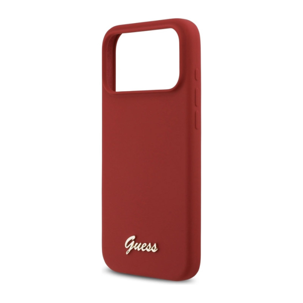 Maska za iPhone 17 Pro Max Guess Silicone Script Metal Logo MagSafe Phone Case Cover crvena - DRO621571