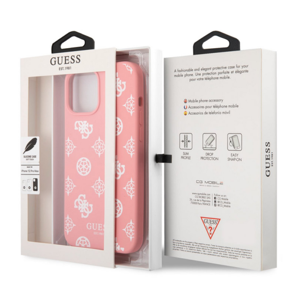 Maska za iPhone 12 Pro Max Guess White Peony pink - GUHCP12LLSPEWPI