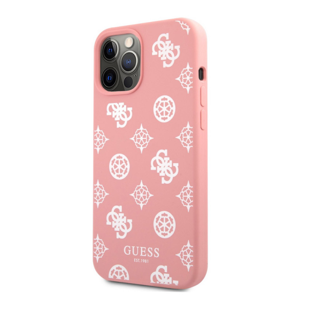 Maska za iPhone 12 Pro Max Guess White Peony pink - GUHCP12LLSPEWPI