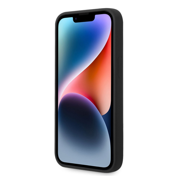 Maska za iPhone 14 Karl Lagerfeld and Choupette Liquid Silicone crna - KLHCP14SSSKCK