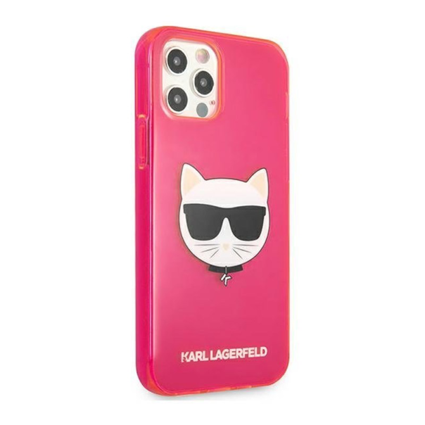 Maska za iPhone 12 Mini (54) pink Karl Lagerfeld Cat Fluo - KLHCP12SCHTRP