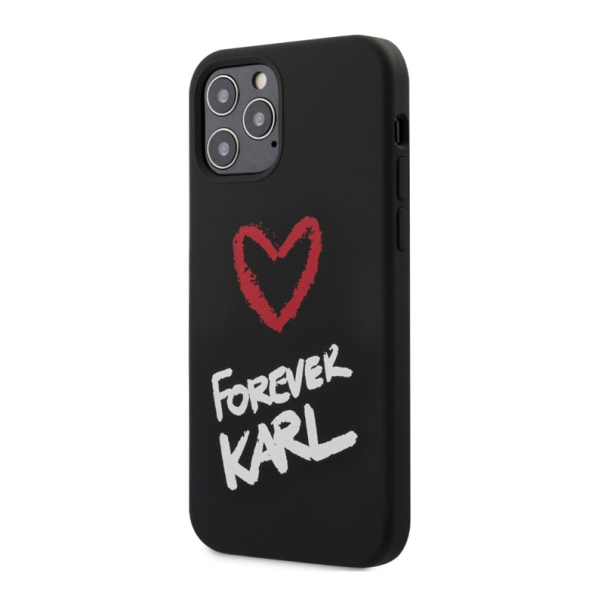 Maska za iPhone 12 Pro Max crna Karl Lagerfeld Forever Karl - KLHCP12LSILKRBK