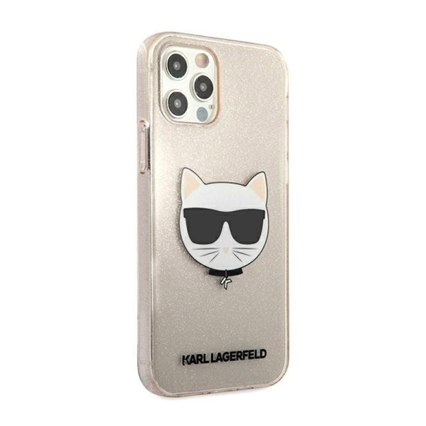 Maska za iPhone 12 Pro Max zlatna Karl Lagerfeld Glitter Cat - KLHCP12LCHTUGLGO