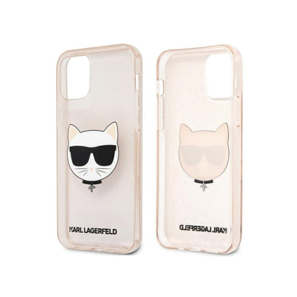 Maska za iPhone 12 Pro Max zlatna Karl Lagerfeld Glitter Cat - KLHCP12LCHTUGLGO