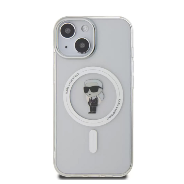 Maska za iPhone 15 Karl Lagerfeld Hc MagSafe IML Ikonik transparent - KLHMP15SHFCKNOT
