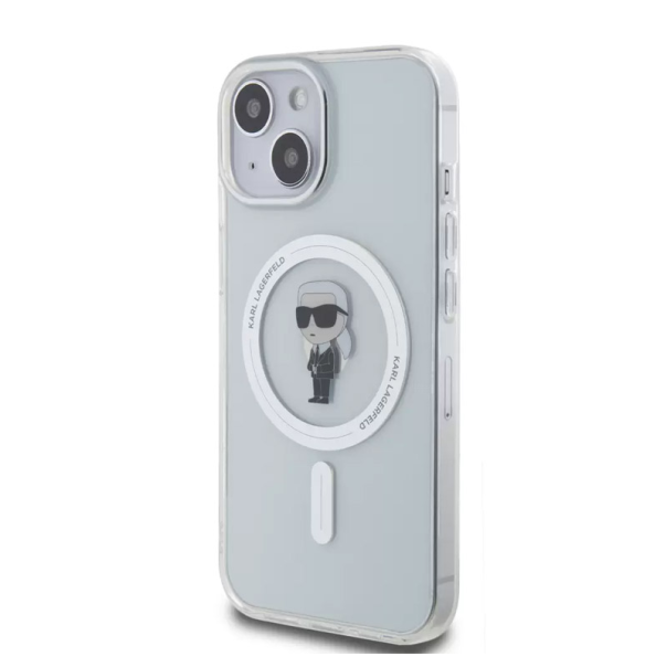 Maska za iPhone 15 Karl Lagerfeld Hc MagSafe IML Ikonik transparent - KLHMP15SHFCKNOT