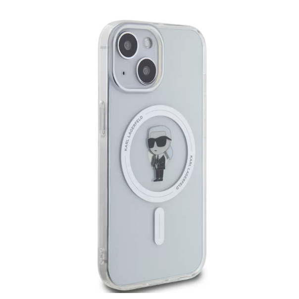 Maska za iPhone 15 Karl Lagerfeld Hc MagSafe IML Ikonik transparent - KLHMP15SHFCKNOT