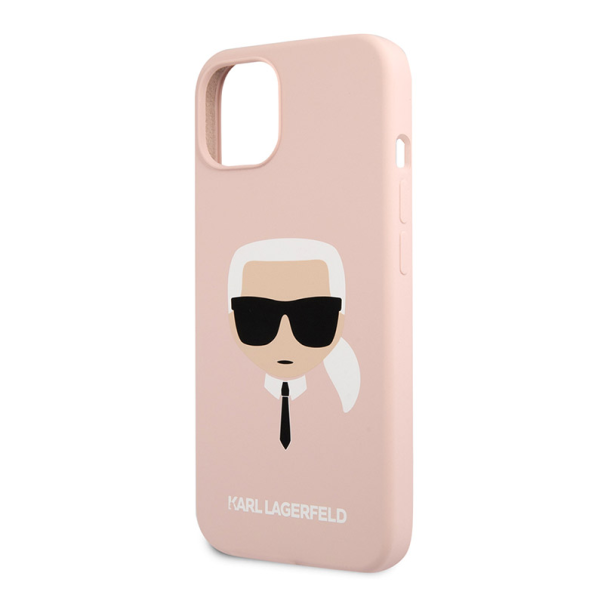 Maska za iPhone 13 Light Pink Karl Lagerfeld Hc Silicone Karl Head - KLHCP13MSLKHLP