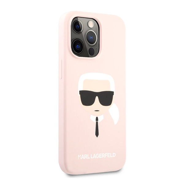 Maska za iPhone 13 Pro Light Pink Karl Lagerfeld Hc Silicone Karl Head - KLHCP13LSLKHLP