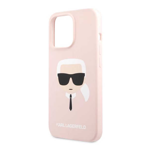 Maska za iPhone 13 Pro Light Pink Karl Lagerfeld Hc Silicone Karl Head - KLHCP13LSLKHLP