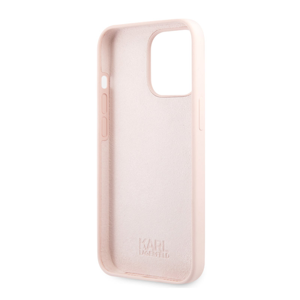 Maska za iPhone 13 Pro Light Pink Karl Lagerfeld Hc Silicone Karl Head - KLHCP13LSLKHLP